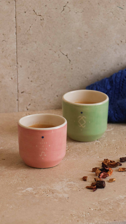 ALIKO - Tasse à expresso en céramique artisanale pêche