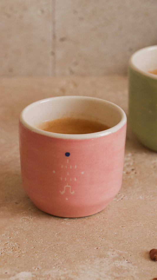 ALIKO - Tasse à expresso en céramique artisanale pêche