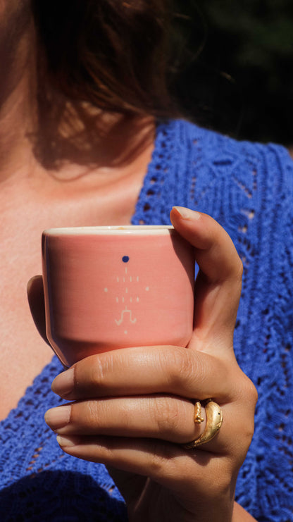 ALIKO - Tasse à expresso en céramique artisanale pêche