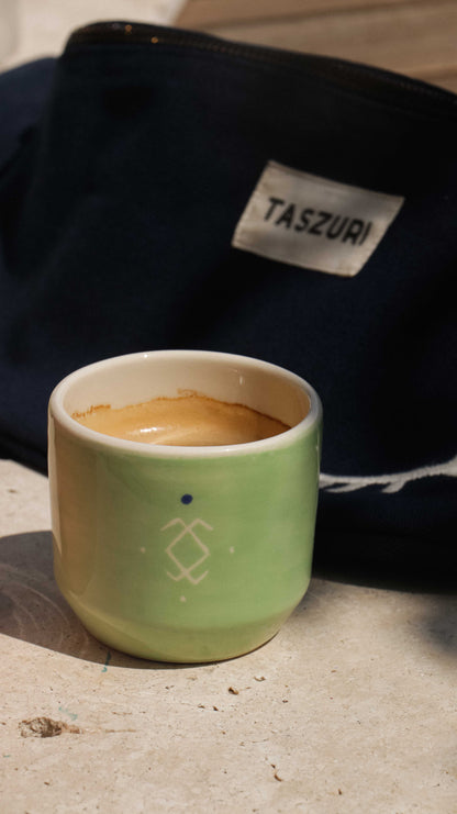 ALIKO - Tasse à expresso en céramique artisanale vert sauge