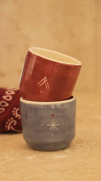 ALIKO - Tasse à expresso en céramique artisanale cerise